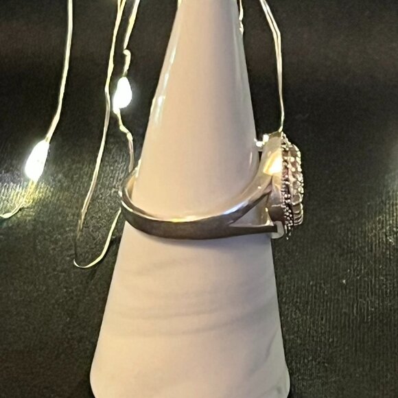 Vintage Nevada Silver Mine Sterling Silver & Marcasite Ring (Size 10) - Picture 3 of 8